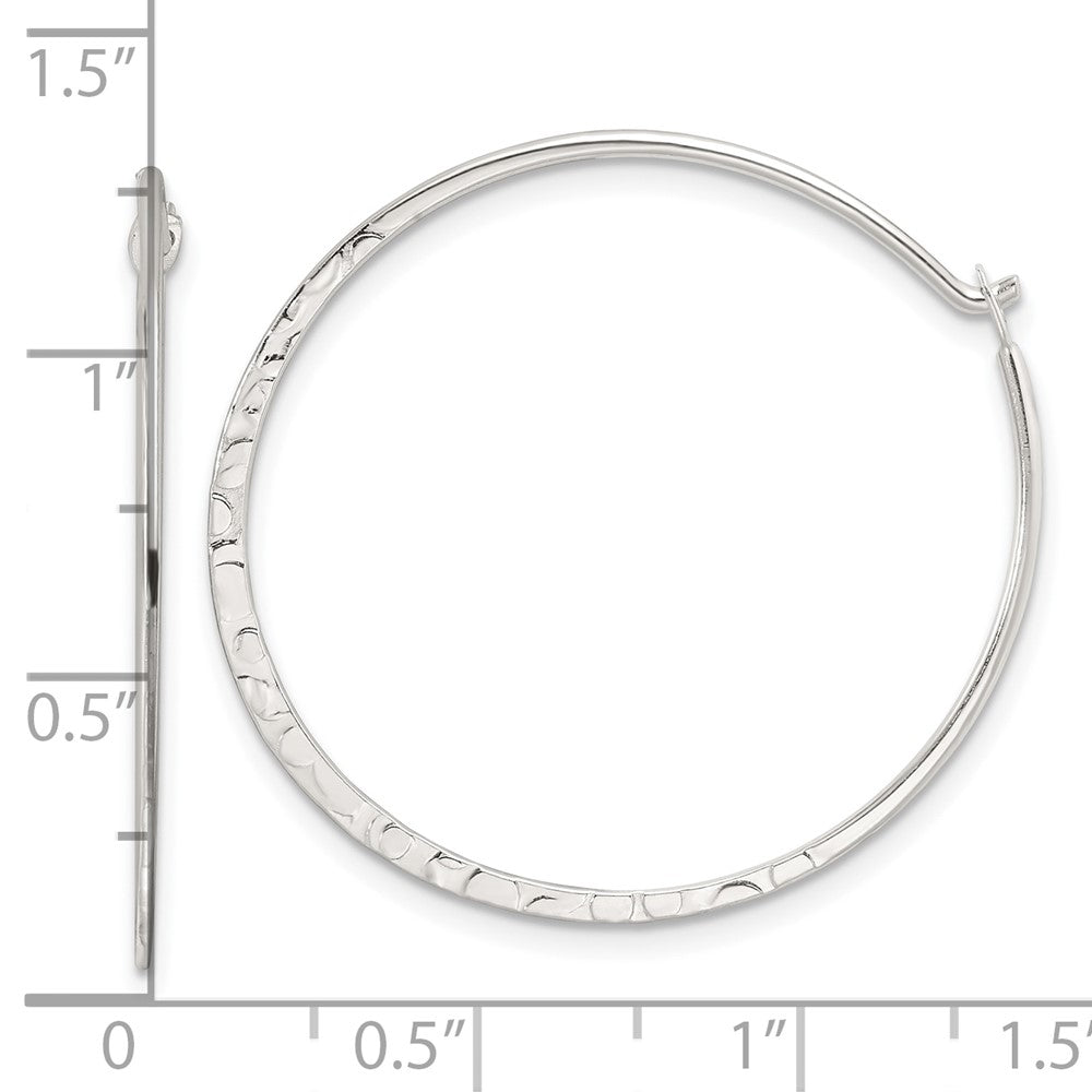 Sterling Silver Polished and Hammered Hoop Earrings