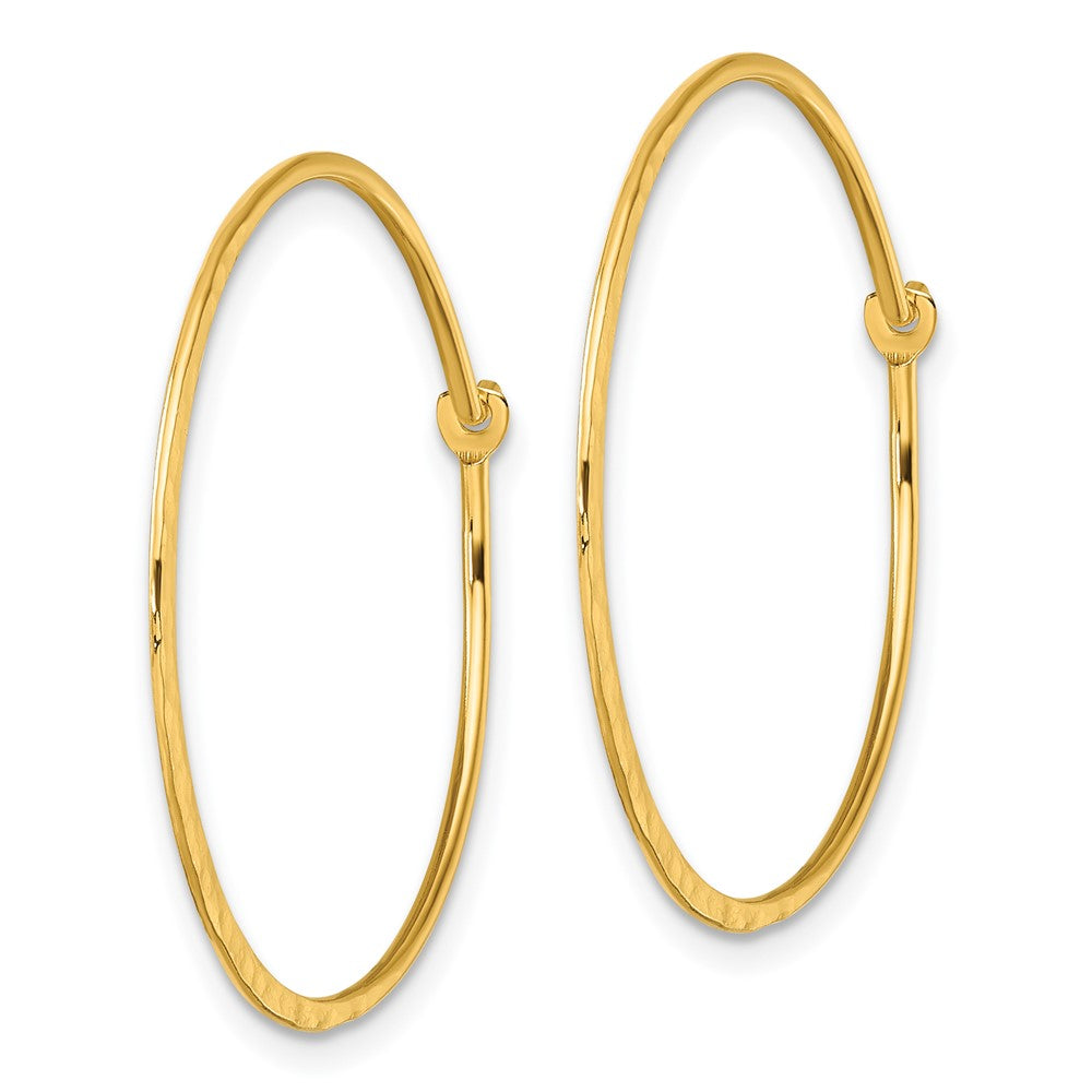 Yellow Gold-plated Sterling Silver Polished and Hammered Hoop Earrings
