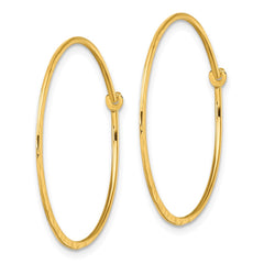 Yellow Gold-plated Sterling Silver Polished and Hammered Hoop Earrings