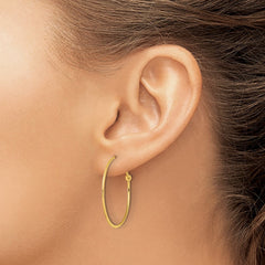 Yellow Gold-plated Sterling Silver Polished and Hammered Hoop Earrings