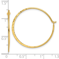 Yellow Gold-plated Sterling Silver Polished and Hammered Hoop Earrings
