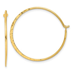 Yellow Gold-plated Sterling Silver Polished and Hammered Hoop Earrings