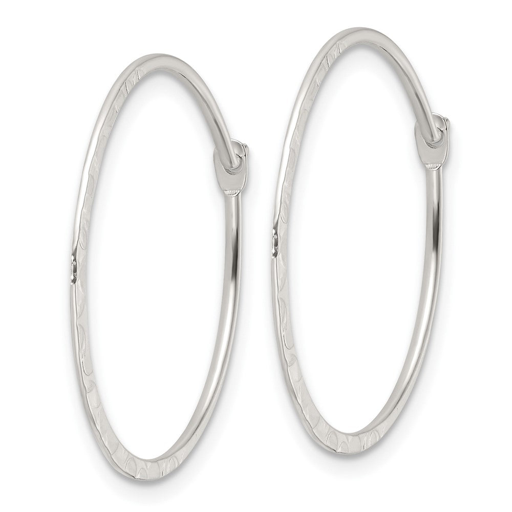Sterling Silver Polished and Hammered Hoop Earrings