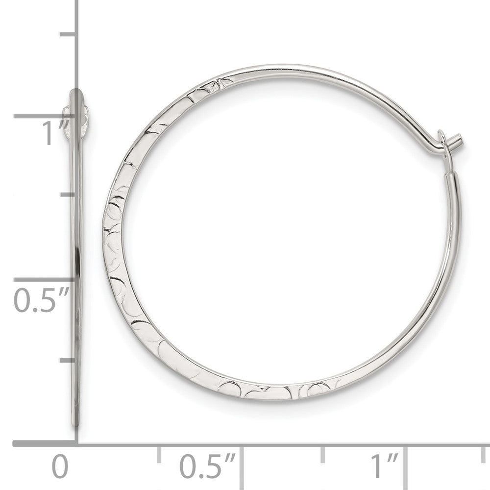 Sterling Silver Polished and Hammered Hoop Earrings