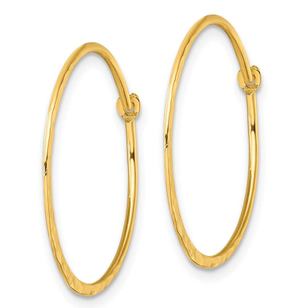 Yellow Gold-plated Sterling Silver Polished and Hammered Hoop Earrings