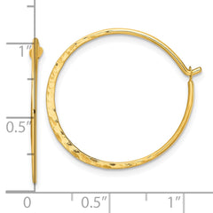 Yellow Gold-plated Sterling Silver Polished and Hammered Hoop Earrings