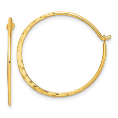 Yellow Gold-plated Sterling Silver Polished and Hammered Hoop Earrings