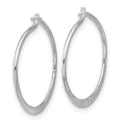Sterling Silver Polished and Hammered Hoop Earrings