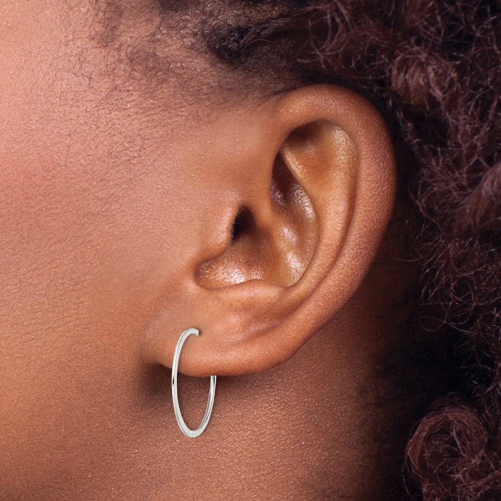 Sterling Silver Polished and Hammered Hoop Earrings