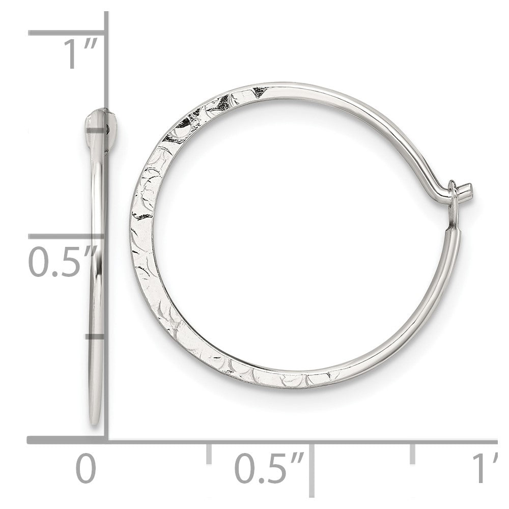 Sterling Silver Polished and Hammered Hoop Earrings