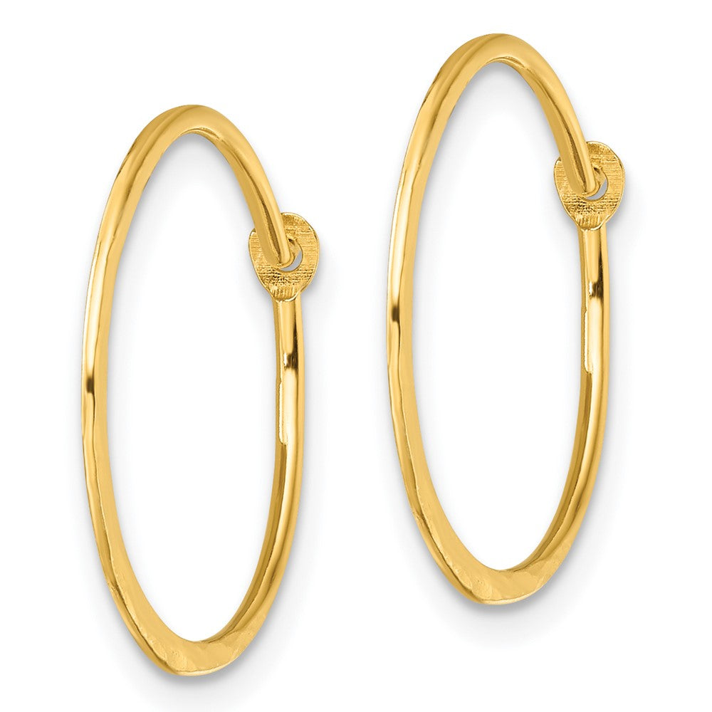 Yellow Gold-plated Sterling Silver Polished and Hammered Hoop Earrings