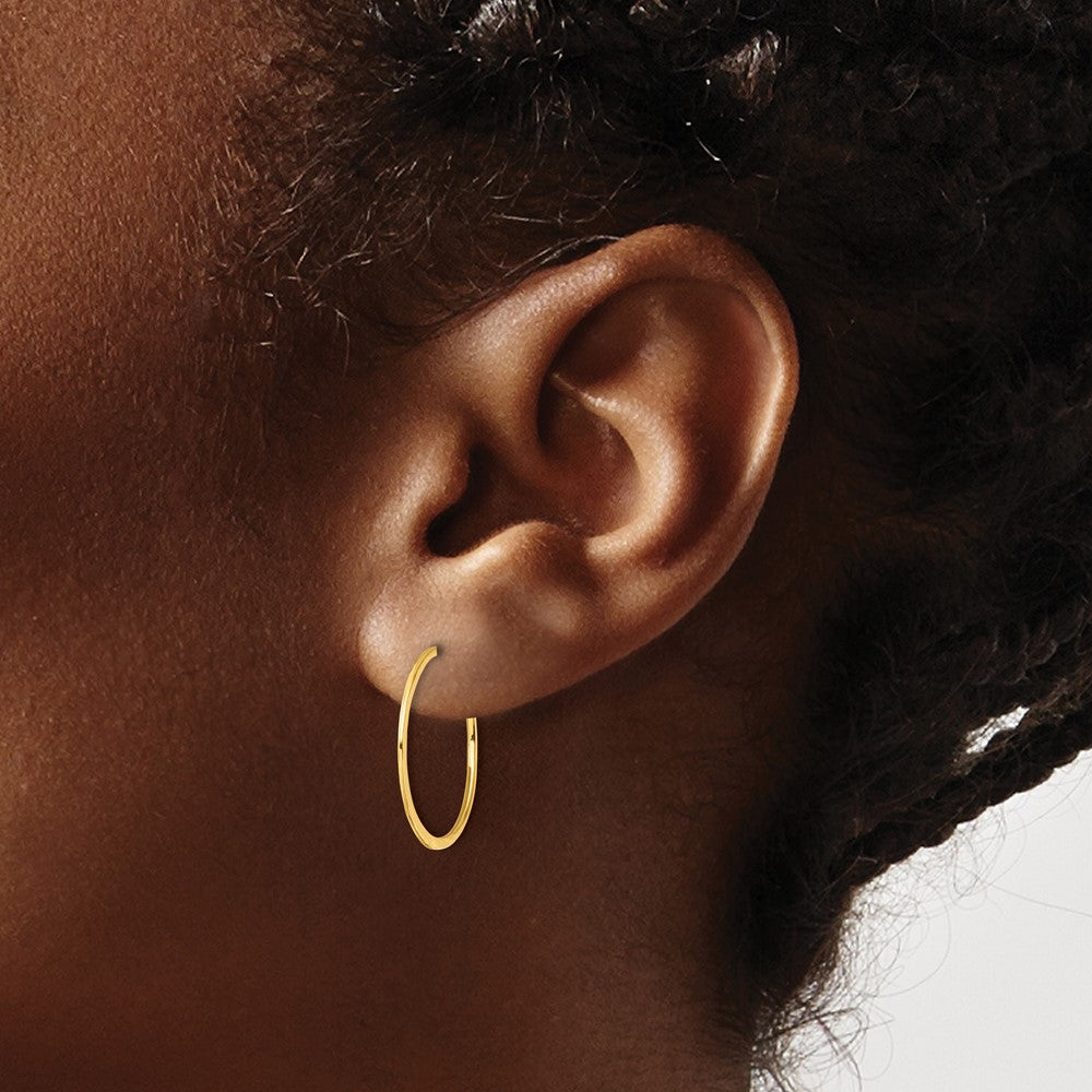 Yellow Gold-plated Sterling Silver Polished and Hammered Hoop Earrings