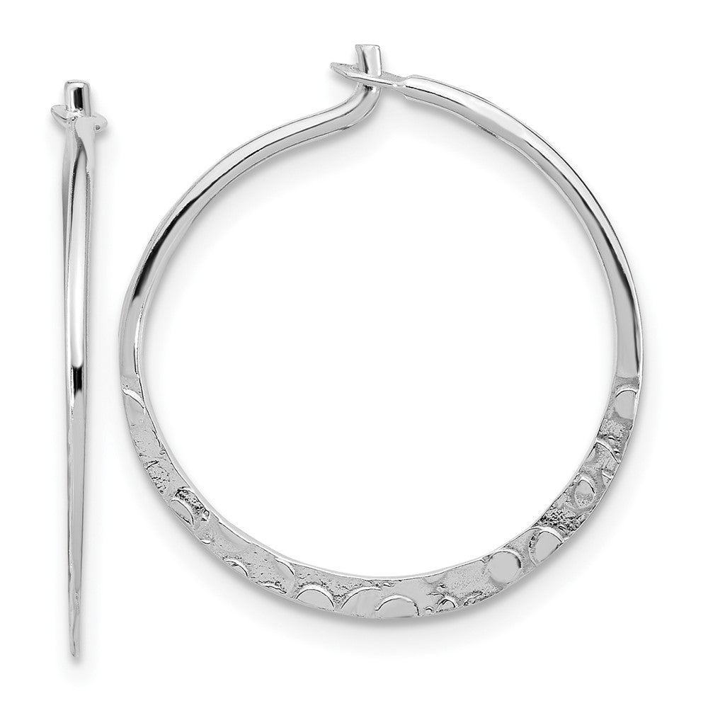 Sterling Silver Polished and Hammered Hoop Earrings
