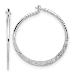 Sterling Silver Polished and Hammered Hoop Earrings