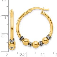 Yellow Gold-plated Sterling Silver Polished Beaded Circle Hoop Earrings