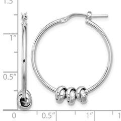 Rhodium-plated Sterling Silver Polished Love Knot Hoop Earrings