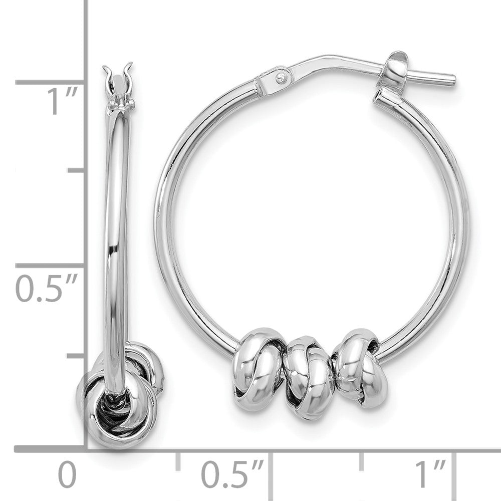 Rhodium-plated Sterling Silver Polished Love Knot Hoop Earrings
