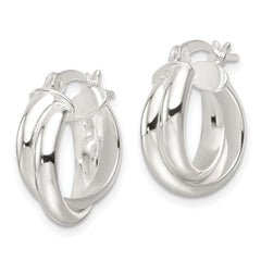 Sterling Silver Polished Twisted Double Hoop Earrings