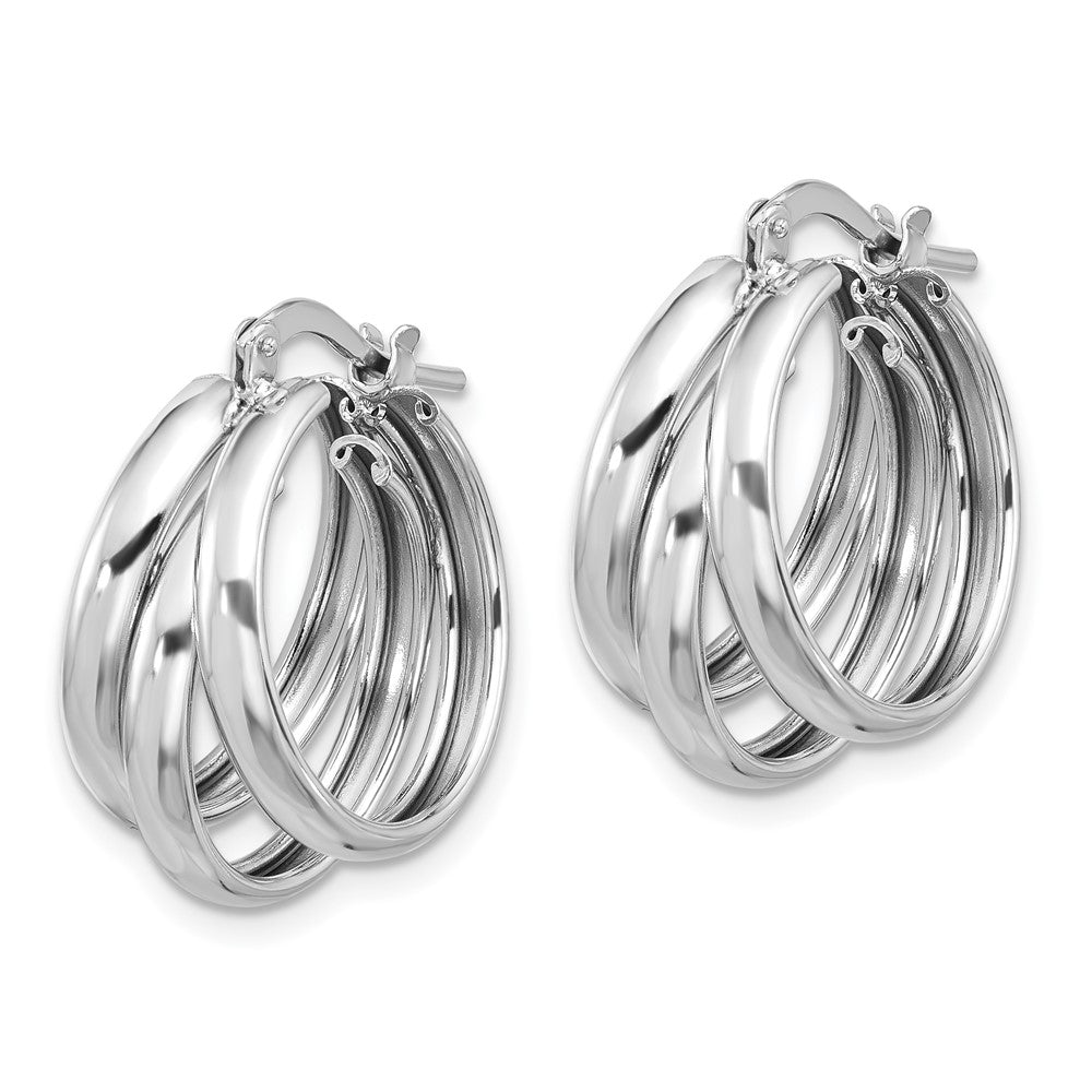 Rhodium-plated Sterling Silver Polished Triple Hoop Earrings