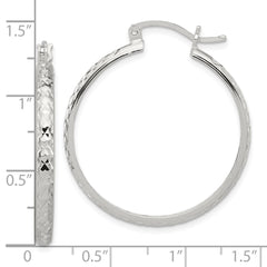 Sterling Silver Polished Diamond-cut Hoop Earrings