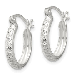Sterling Silver Polished Diamond-cut Hoop Earrings