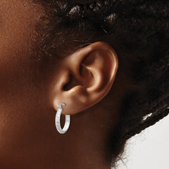 Sterling Silver Polished Diamond-cut Hoop Earrings