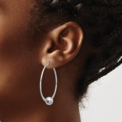 Rhodium-plated Sterling Silver Polished Ball Hoop Earrings