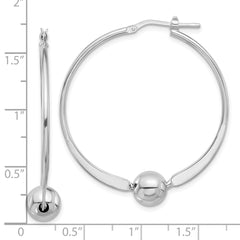 Rhodium-plated Sterling Silver Polished Ball Hoop Earrings
