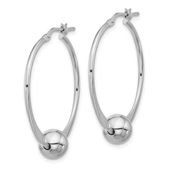 Rhodium-plated Sterling Silver Polished Ball Hoop Earrings