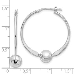 Rhodium-plated Sterling Silver Polished Ball Hoop Earrings
