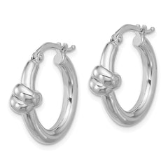 Rhodium-plated Sterling Silver Knot Hoop Earrings
