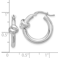 Rhodium-plated Sterling Silver Knot Hoop Earrings