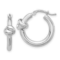 Rhodium-plated Sterling Silver Knot Hoop Earrings