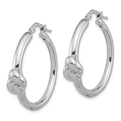 Rhodium-plated Sterling Silver Polished Knot Circle Hoop Earrings