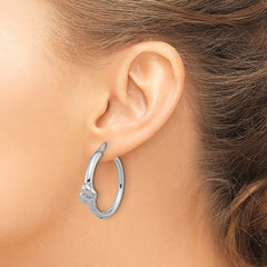Rhodium-plated Sterling Silver Polished Knot Circle Hoop Earrings
