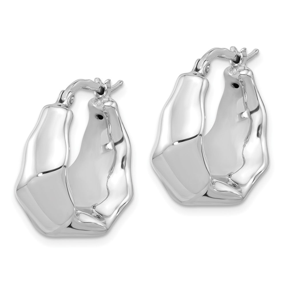 Rhodium-plated Sterling Silver Polished Hoop Earrings