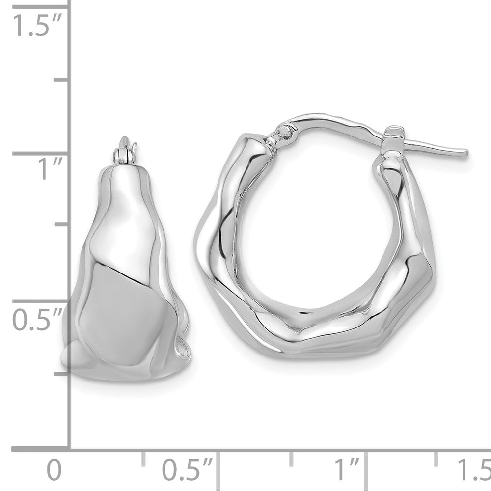 Rhodium-plated Sterling Silver Polished Hoop Earrings