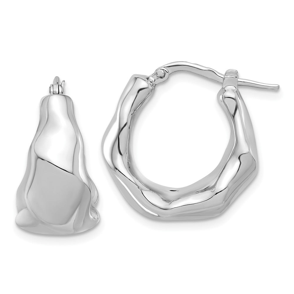 Rhodium-plated Sterling Silver Polished Hoop Earrings