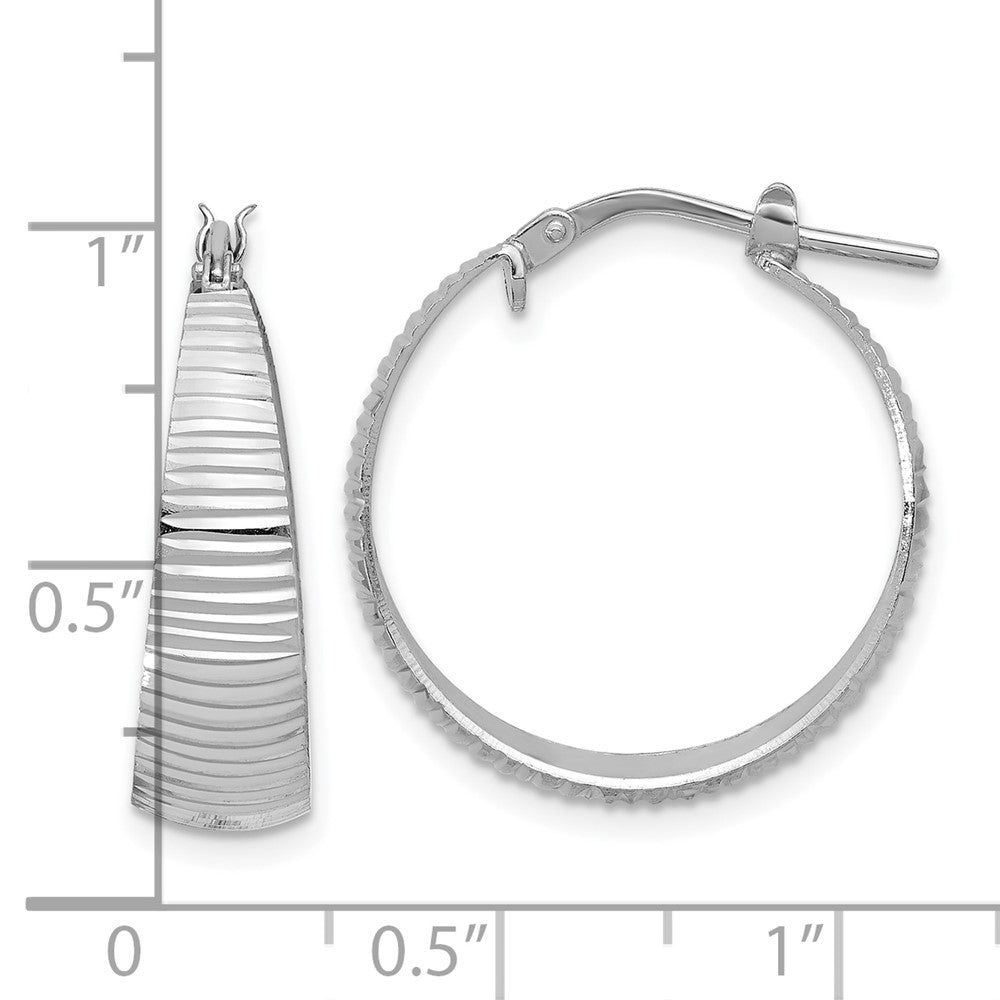 Rhodium-plated Silver Polished Graduated Hoop Earrings