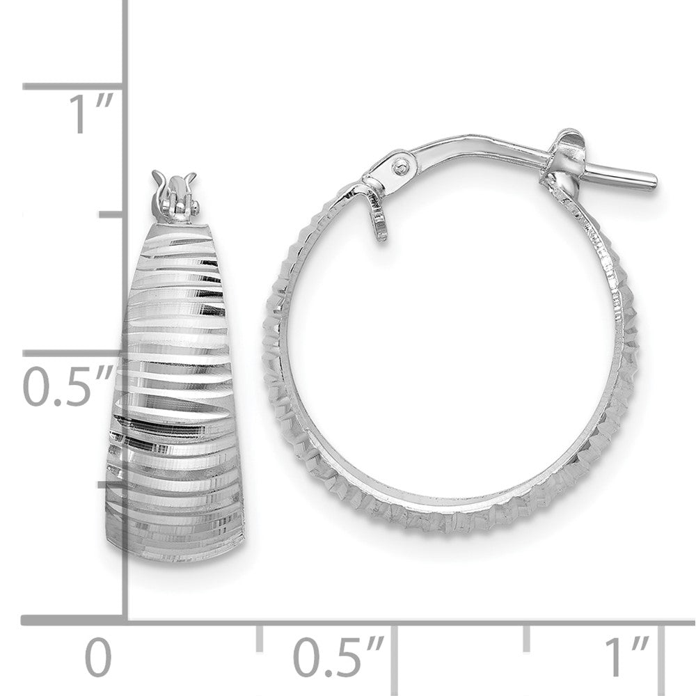Rhodium-plated Silver Polished Graduated Hoop Earrings
