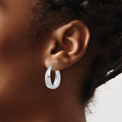 Rhodium-plated Sterling Silver Polished Graduated Hoop Earrings