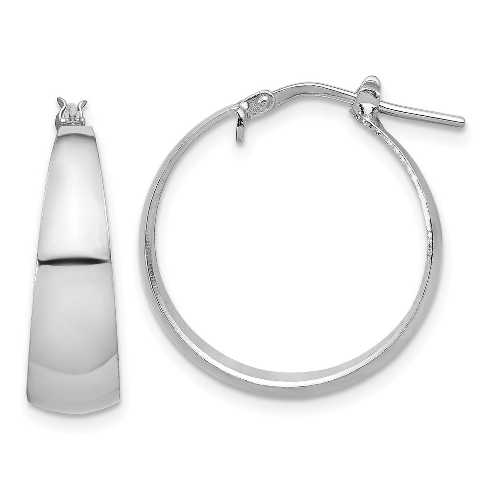 Rhodium-plated Sterling Silver Polished Graduated Hoop Earrings