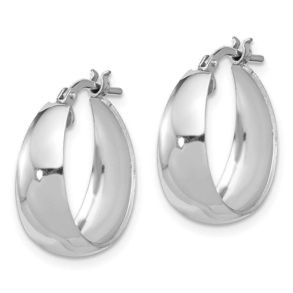 Rhodium-plated Sterling Silver Polished Graduated Hoop Earrings