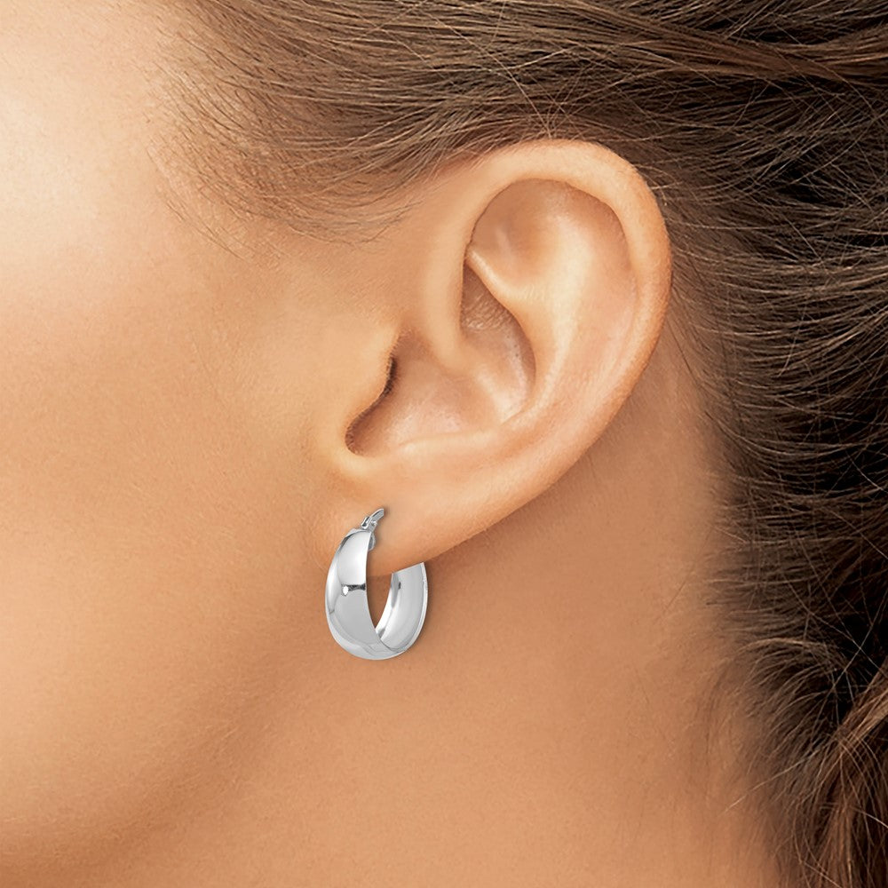 Rhodium-plated Sterling Silver Polished Graduated Hoop Earrings