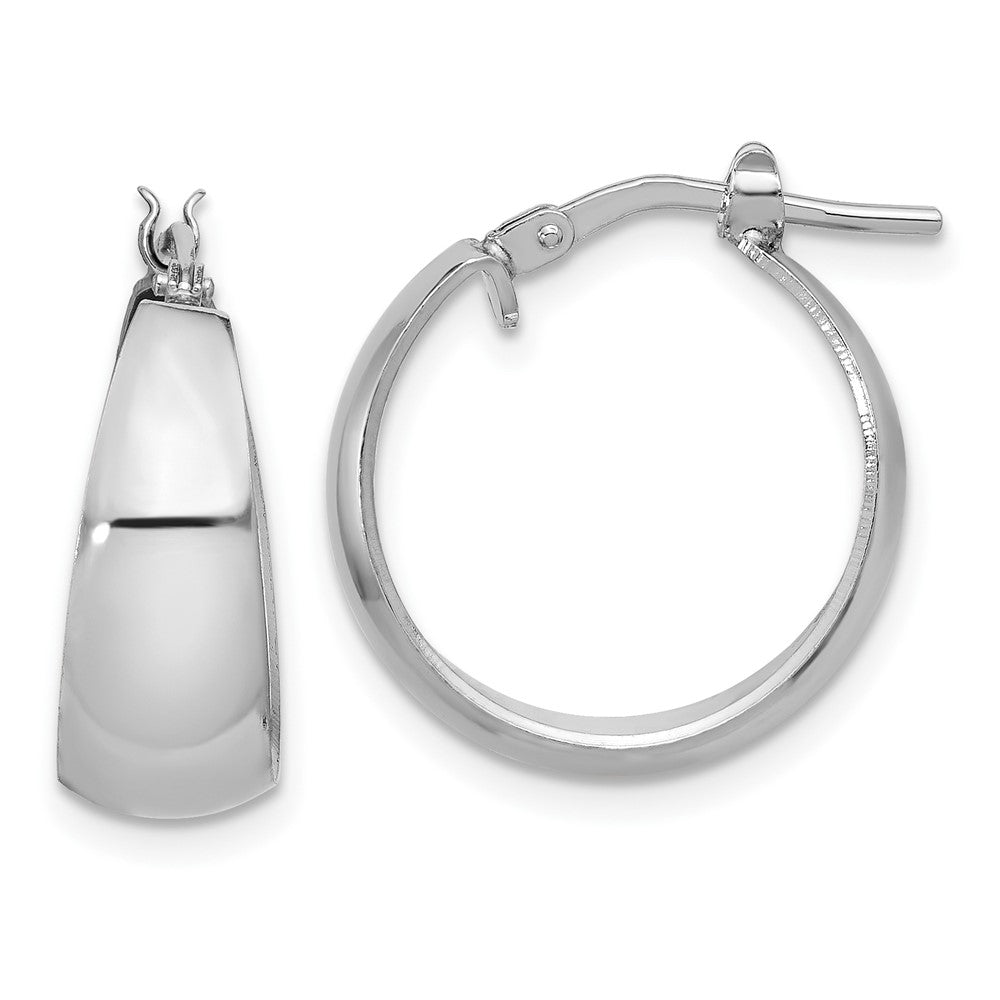 Rhodium-plated Sterling Silver Polished Graduated Hoop Earrings