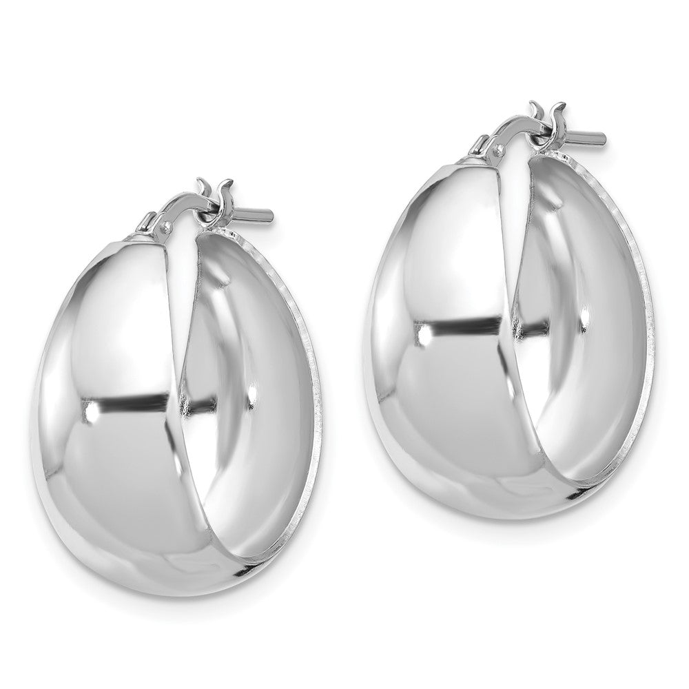 Rhodium-plated Sterling Silver Polished Graduated Hoop Earrings