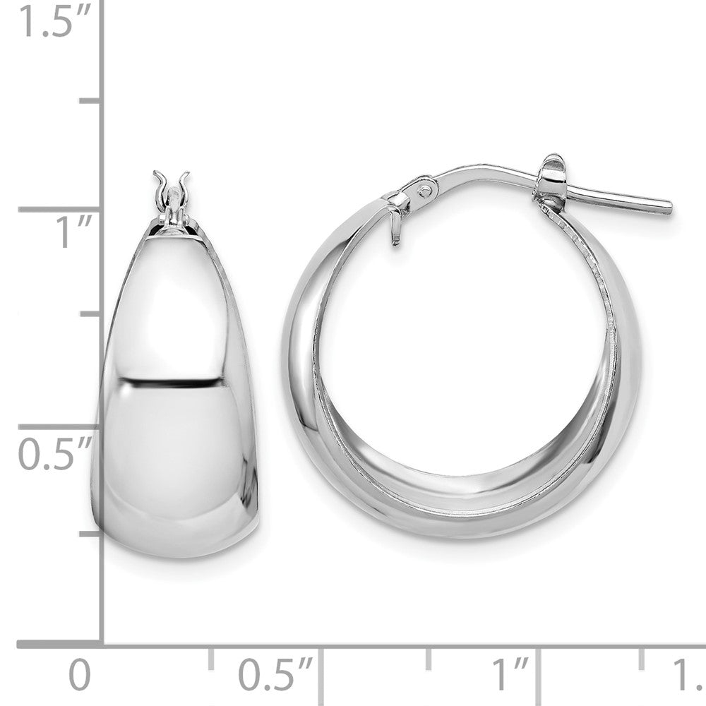 Rhodium-plated Sterling Silver Polished Graduated Hoop Earrings