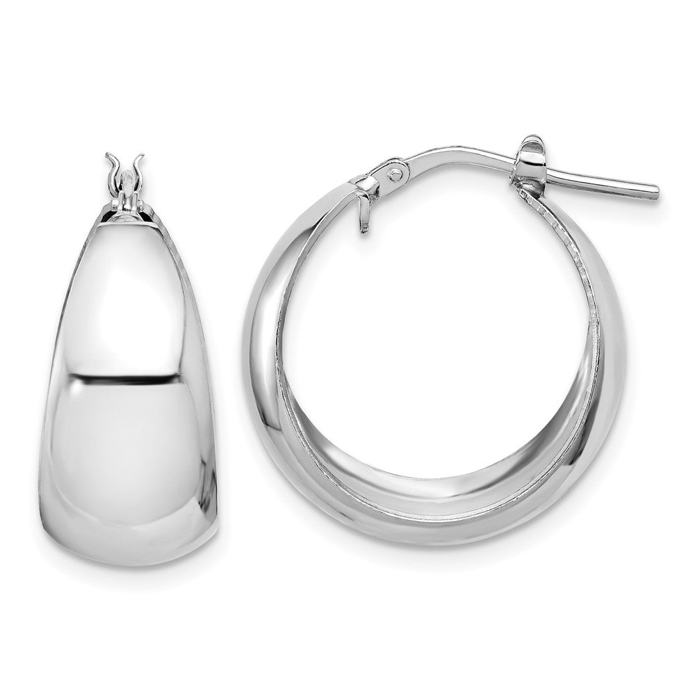 Rhodium-plated Sterling Silver Polished Graduated Hoop Earrings