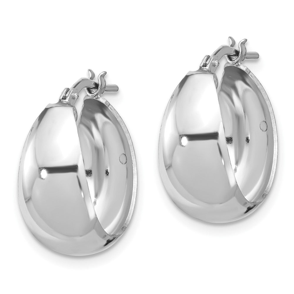 Rhodium-plated Sterling Silver Polished Graduated Hoop Earrings
