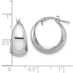 Rhodium-plated Sterling Silver Polished Graduated Hoop Earrings